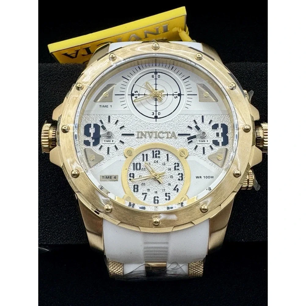 Invicta Coalition Forces Sniper 50218 50mm Gold White Watch NWT Box